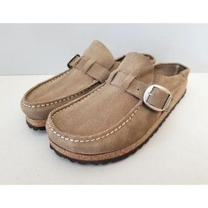 Birkenstock Buckley Clogs in Gray Taupe Suede Size 39 Narrow